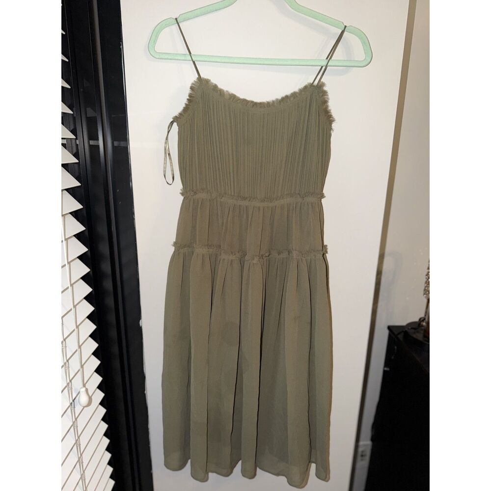 Banana Republic Olive Green Tiered Midi Dress